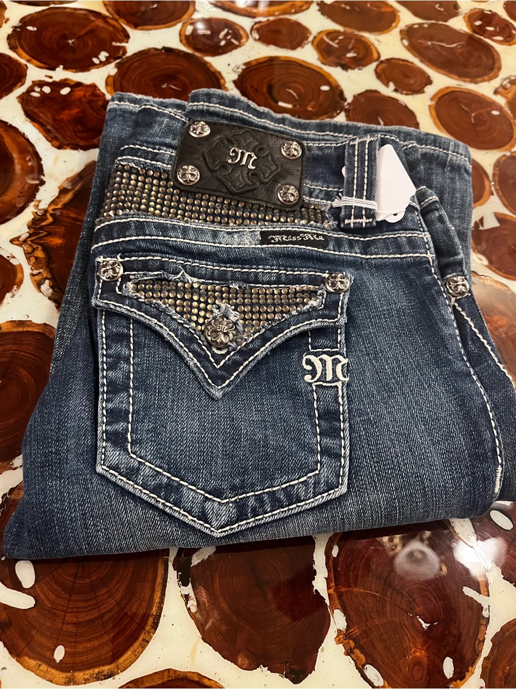 Miss Me Dark Blue Embellished Boot Cut Jeans
